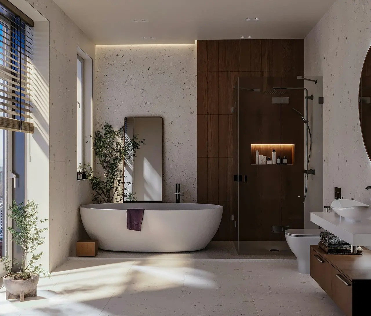 Intérieur d'une salle de bain moderne et épurée