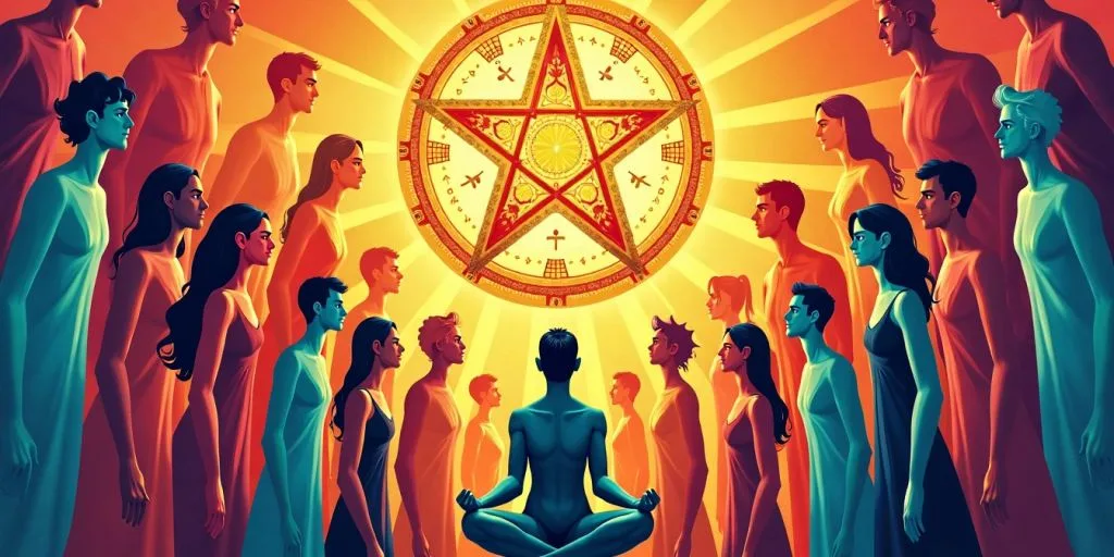 Illustration de l'énnéagramme avec des figures humaines.