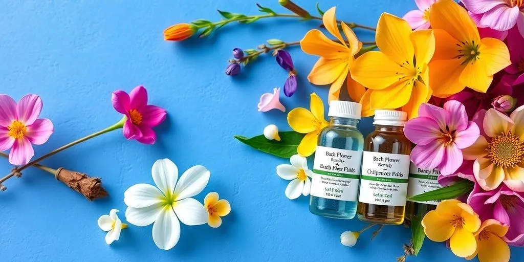 Élixirs floraux et fleurs colorées pour le bien-être.