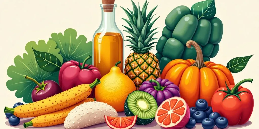 Illustration de nourriture colorée et saine.
