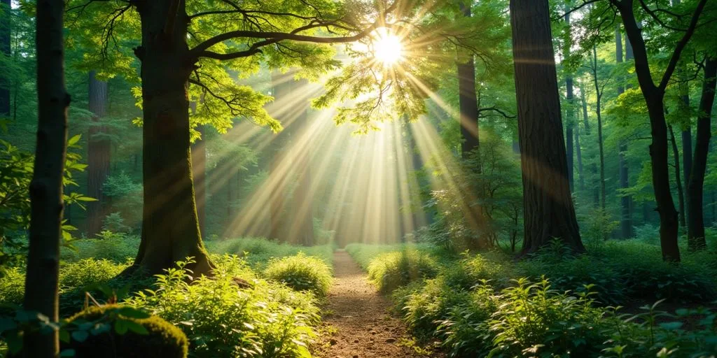 Forêt paisible favorisant le bien-être et la détente.