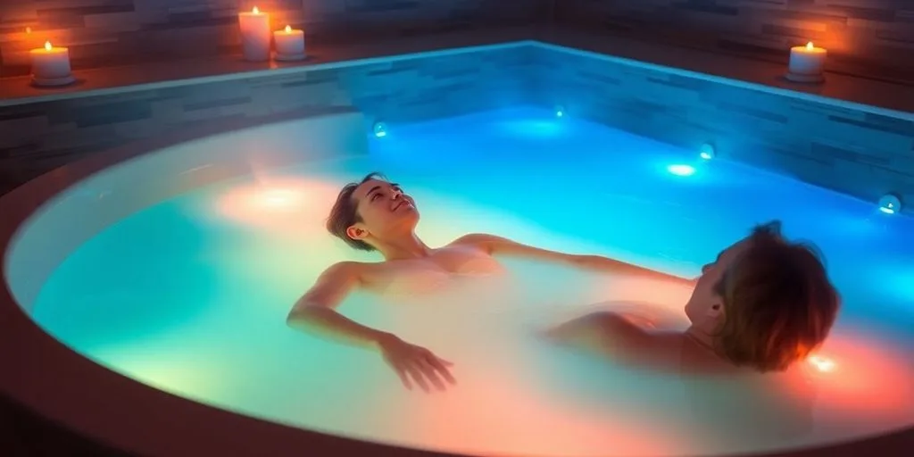 Bain relaxant avec ondes sonores et lumières apaisantes.