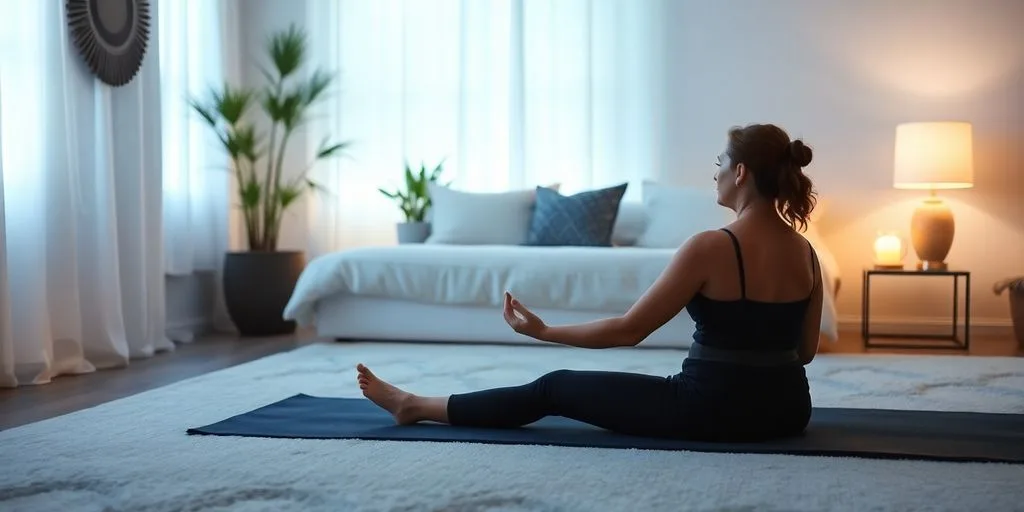 Person pratiquant le Yoga Nidra dans une chambre calme.
