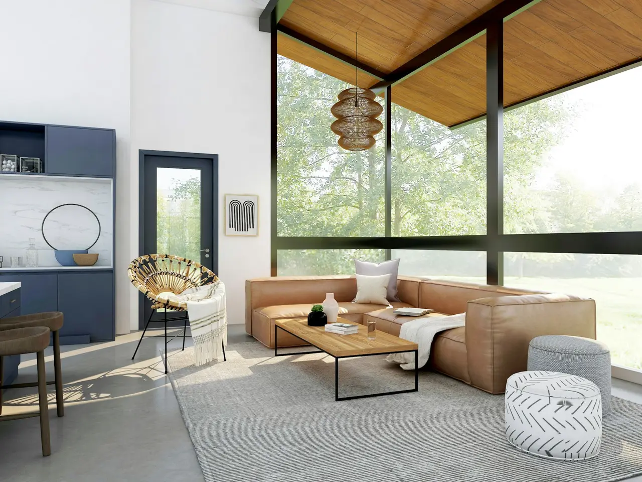 Intérieur chaleureux d'un lieu de retraite