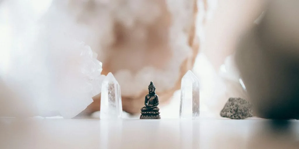 macro photography of black ceramic Gautama Buddha miniature