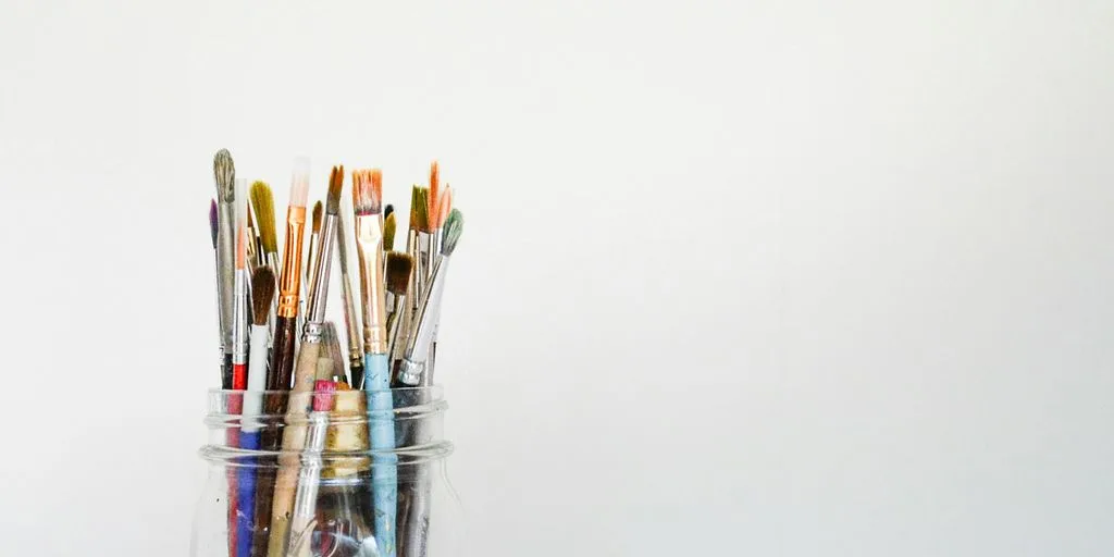 mason jar of paintbrush lot