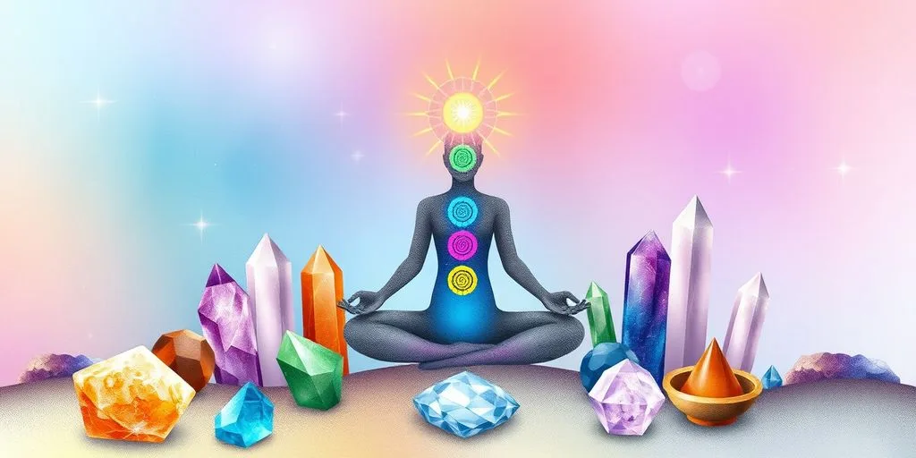 Illustration de pierres représentant les chakras.