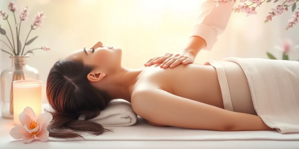 Personne recevant un shiatsu, ambiance apaisante et relaxante.