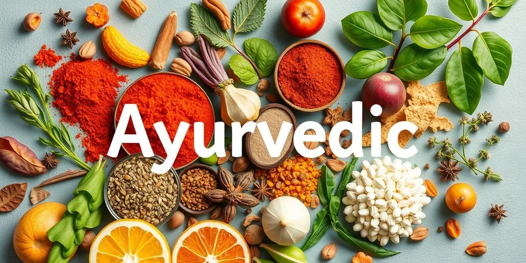 Illustration d'ingrédients ayurvédiques pour le bien-être.