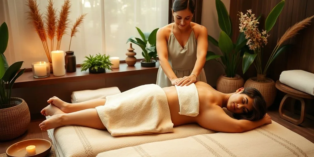 Massage ayurvédique dans un cadre apaisant et naturel.
