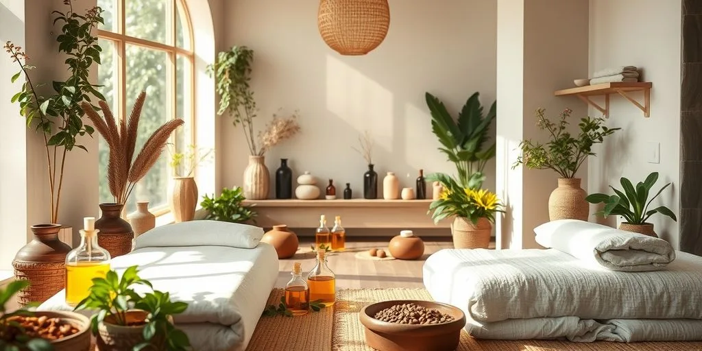 Soins ayurvédiques dans un cadre relaxant et naturel.