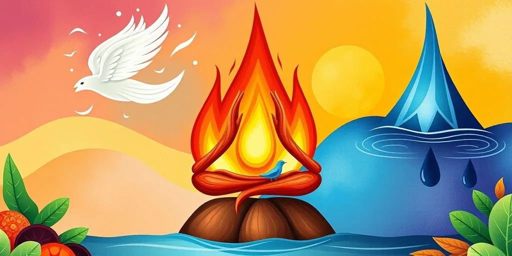 Illustration des trois doshas en équilibre.