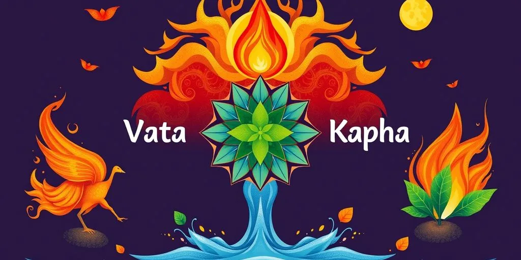 Illustration des trois doshas en équilibre.