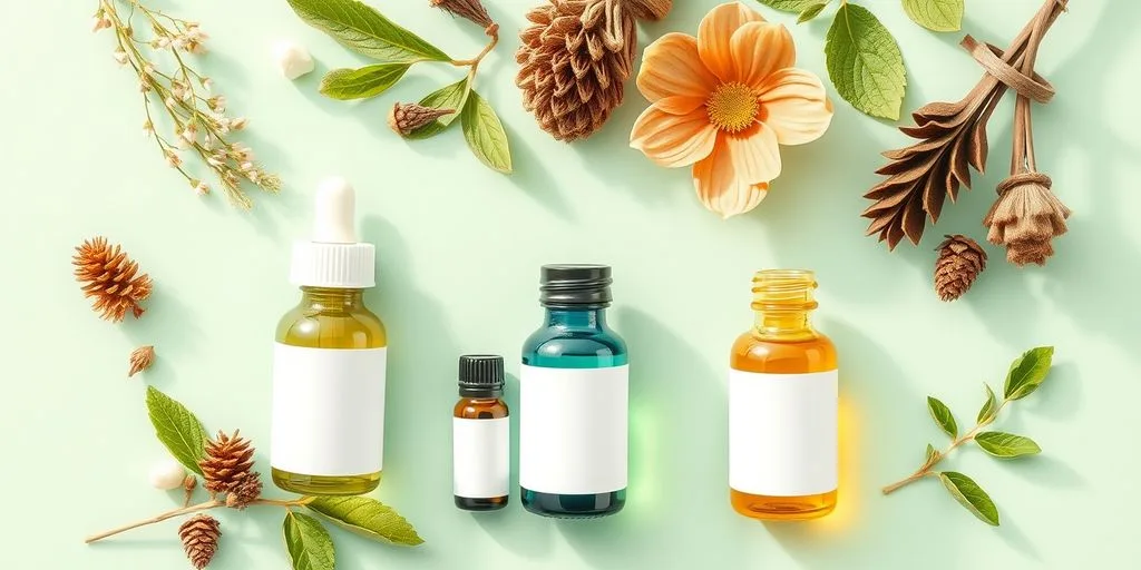 Illustration de remèdes homéopathiques naturels.