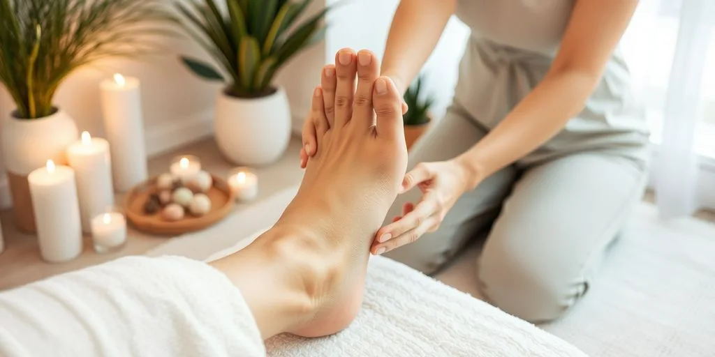Séance de réflexologie plantaire relaxante.