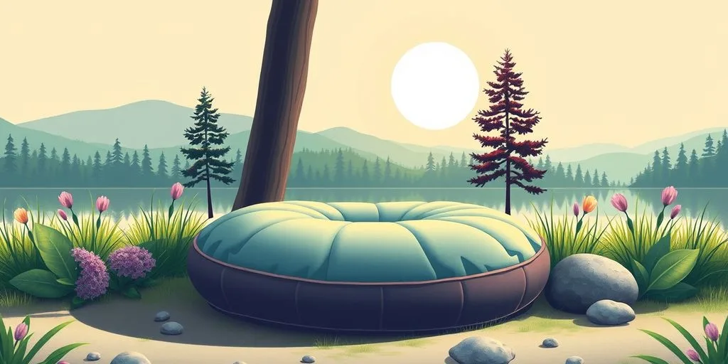 Coussin zafu yoga dans un environnement paisible.