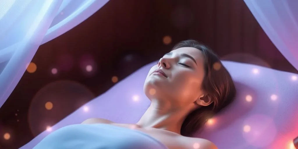 Person en méditation avec des vibrations apaisantes.