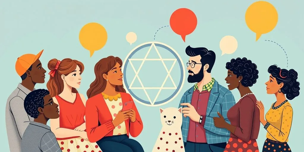 Illustration de personnes en conversation, symbolisant l'ennéagramme.