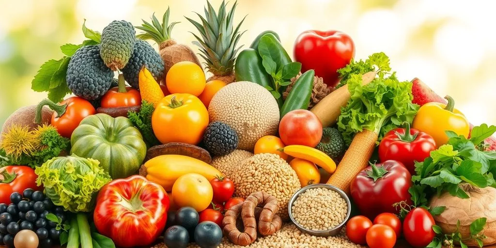 Illustration de fruits et légumes frais pour la nutrition.