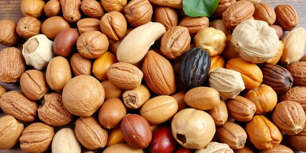 Un mélange de noix colorées et appétissantes.