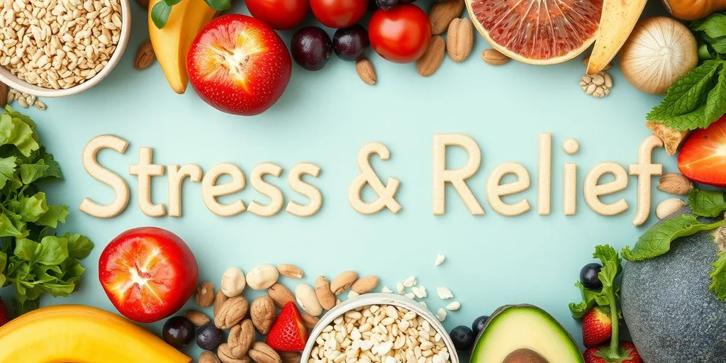 Assortiment d'aliments sains pour réduire l'anxiété.