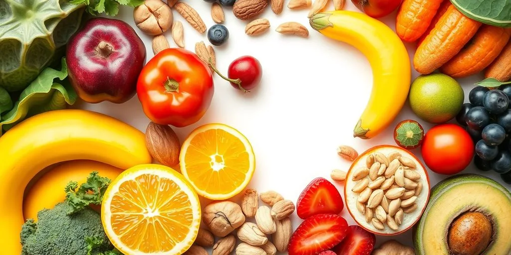 Assortiment coloré de fruits et légumes nutritifs.