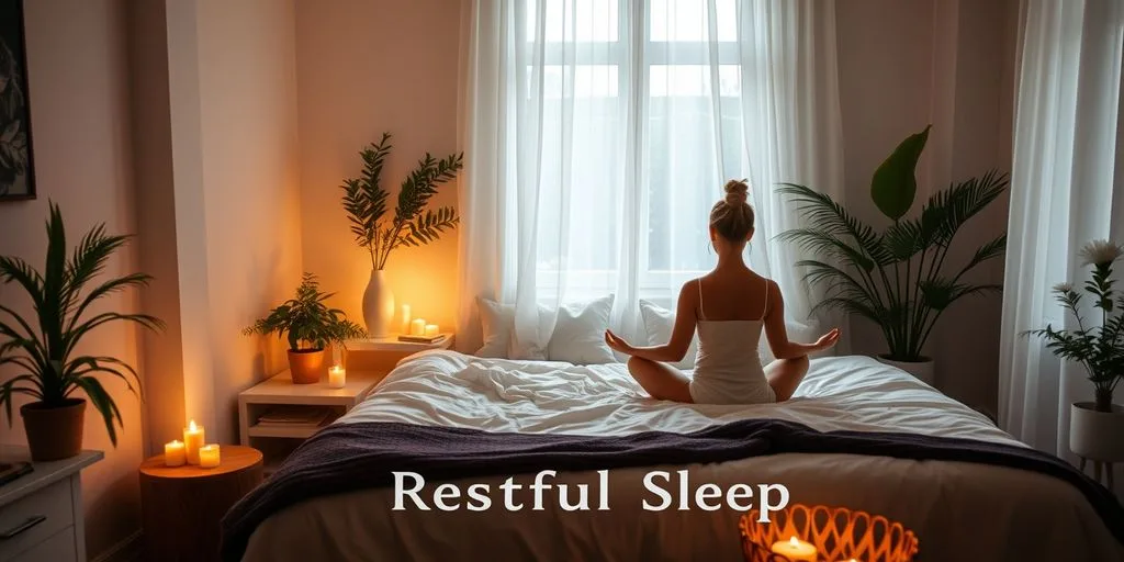 Personne méditant dans une chambre paisible.