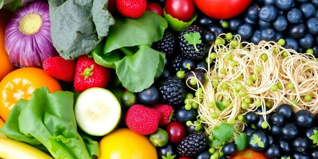 Fruits et légumes frais et colorés pour une alimentation saine.