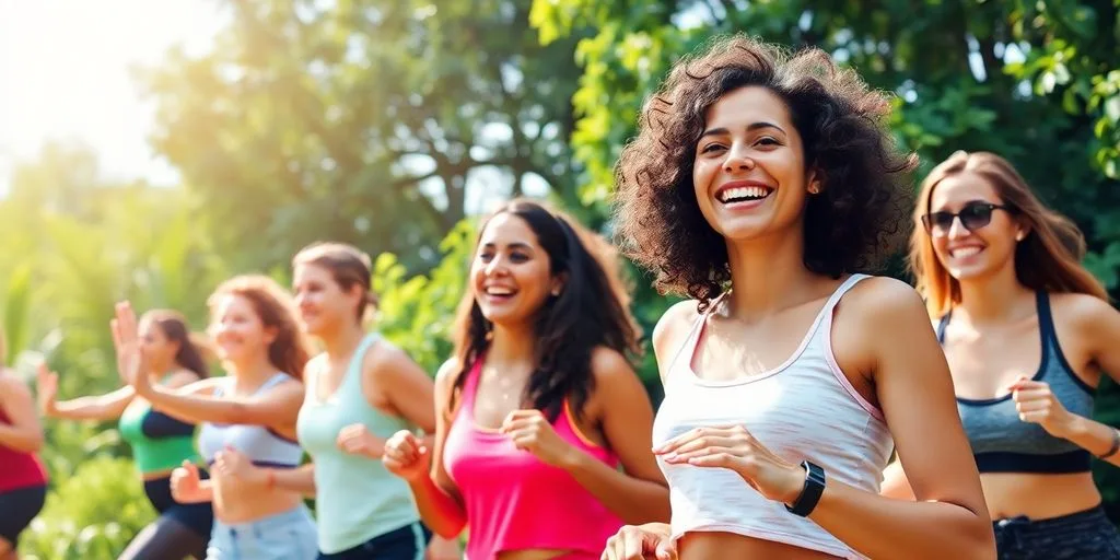 Personnes faisant du sport en pleine nature.