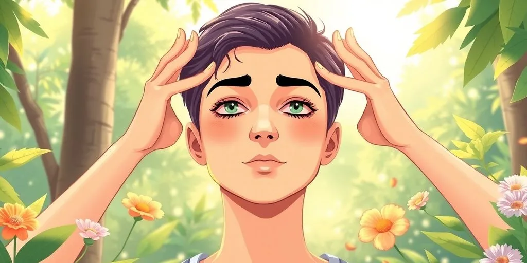 Personne pratiquant le yoga des yeux en pleine nature.
