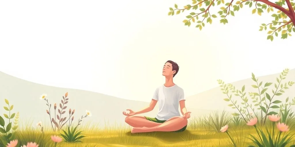 Personne méditant dans la nature, évoquant le bien-être mental.