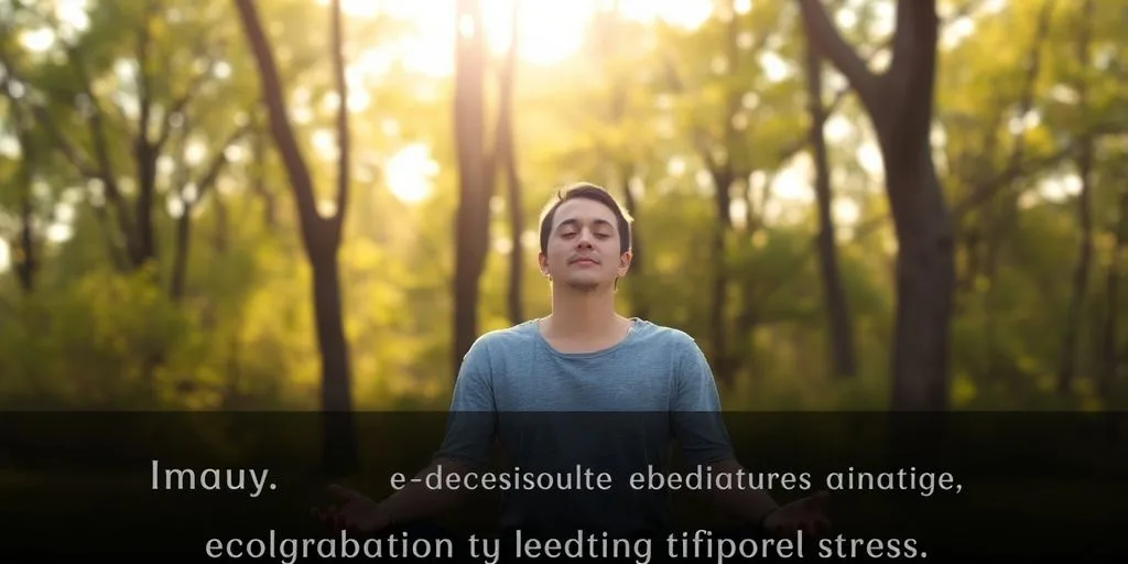 Un homme méditant dans la nature, visage serein.