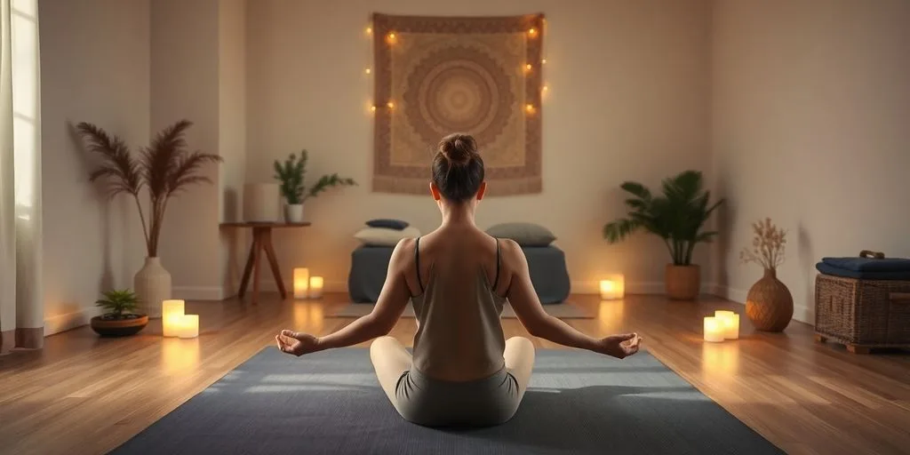 Pratique de Yoga Nidra dans un environnement paisible.
