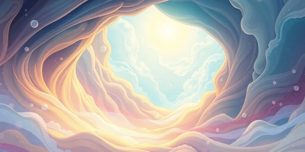 Illustration d'un voyage intérieur serein et lumineux.