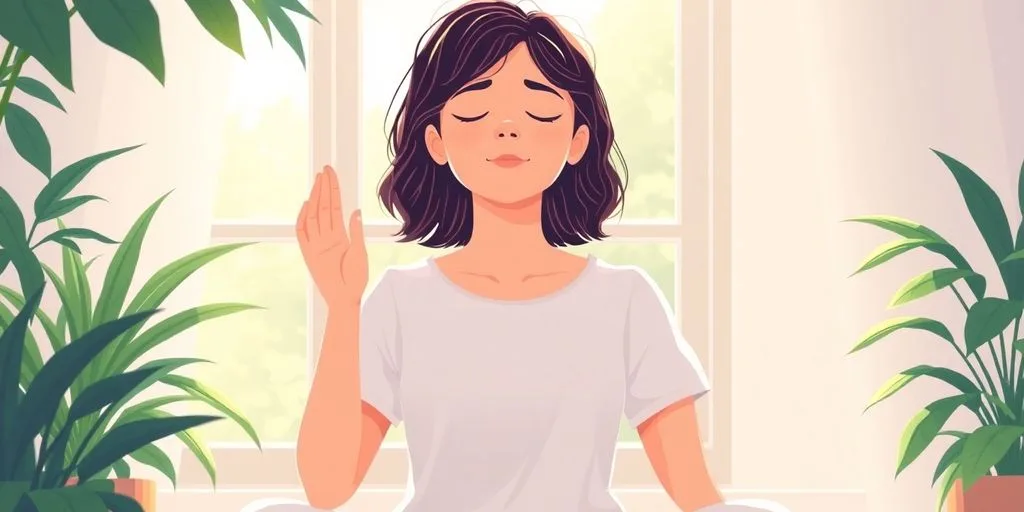Personne pratiquant le breathwork dans un cadre apaisant.