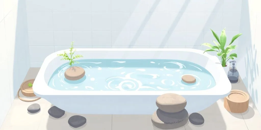 Bains dérivatifs avec eau et éléments naturels apaisants.