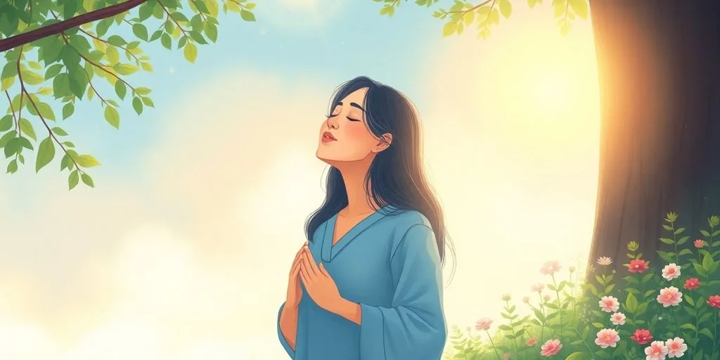 Personne chantant harmonieusement dans un cadre naturel.