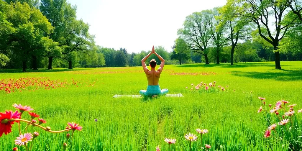 Une personne pratiquant le yoga en pleine nature.
