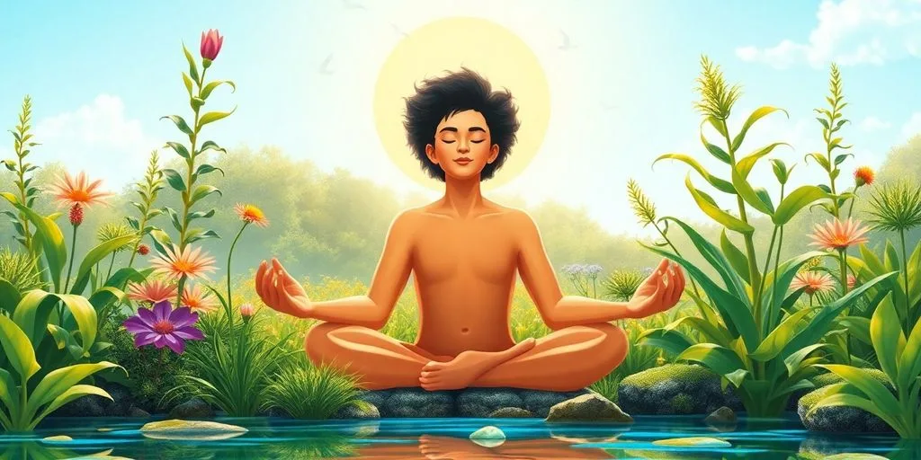 Person méditant dans la nature, symbole de bien-être mental.