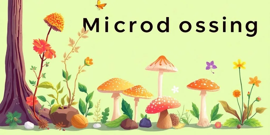 Illustration de plantes et champignons pour le microdosing.