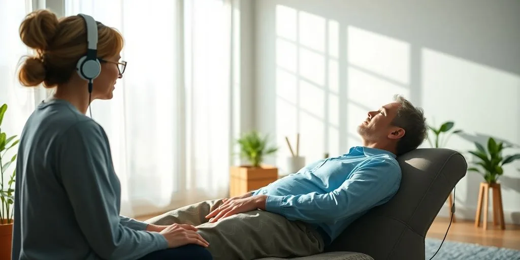 Image d'une séance de biofeedback avec un patient.