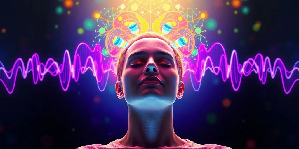 Une personne sereine utilisant la technologie du neurofeedback.