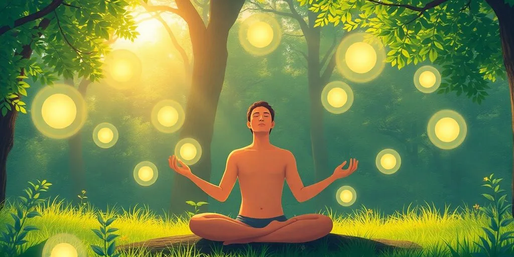 Illustration d'une méditation en pleine nature.