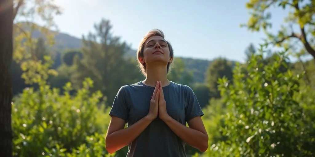 Personne pratiquant le breathwork dans un cadre naturel.