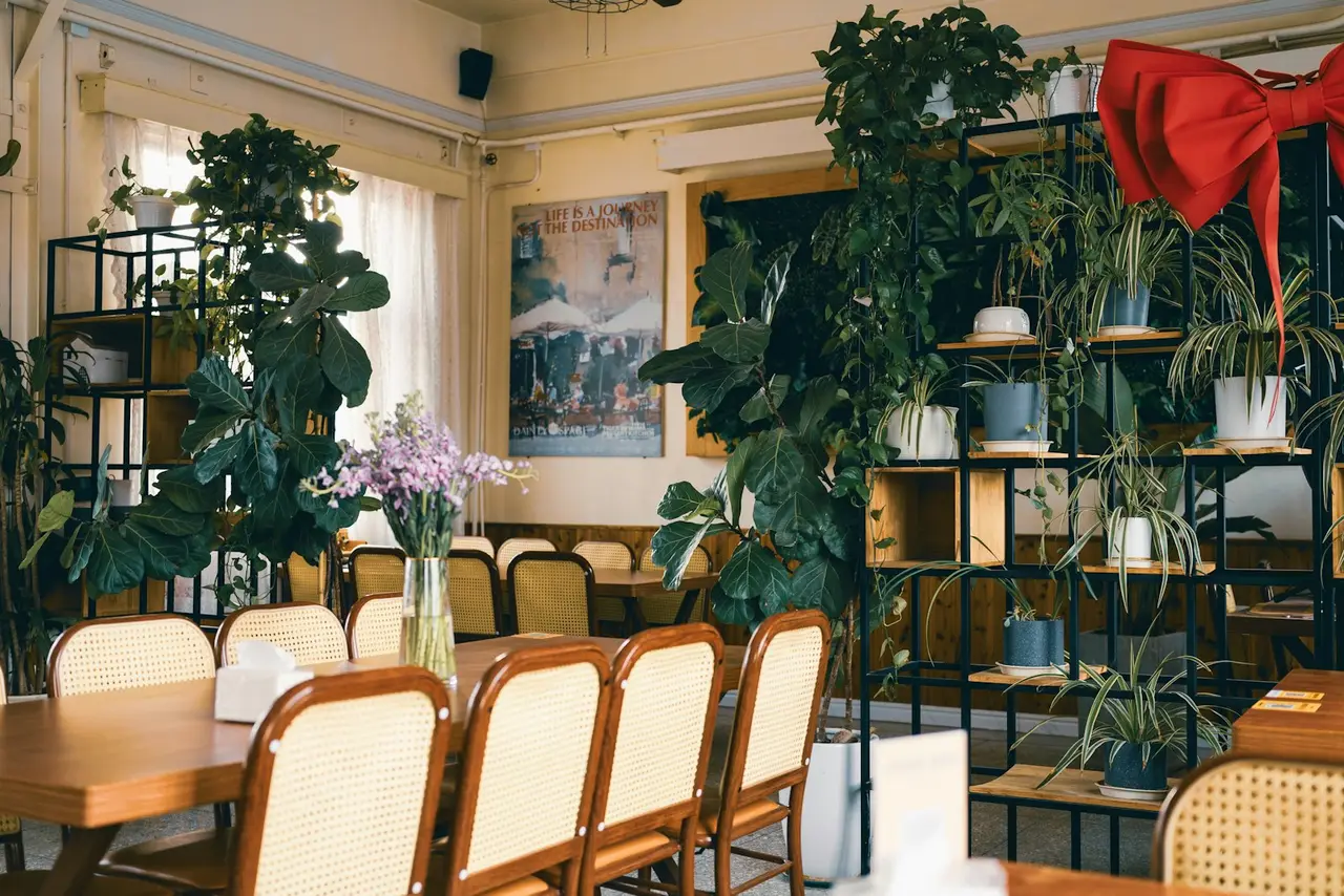 Espace intérieur confortable avec des plantes