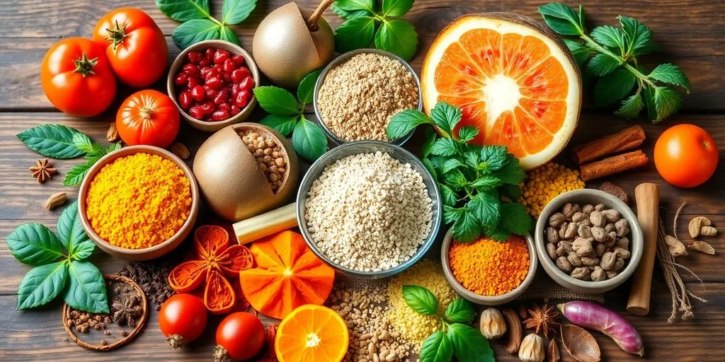 Épices et herbes ayurvédiques pour une digestion optimale.