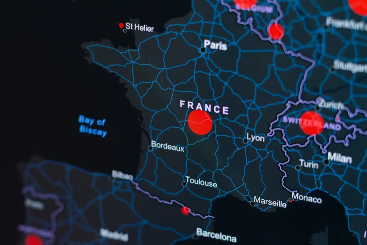 Une carte des régions de France pour la comparaison.